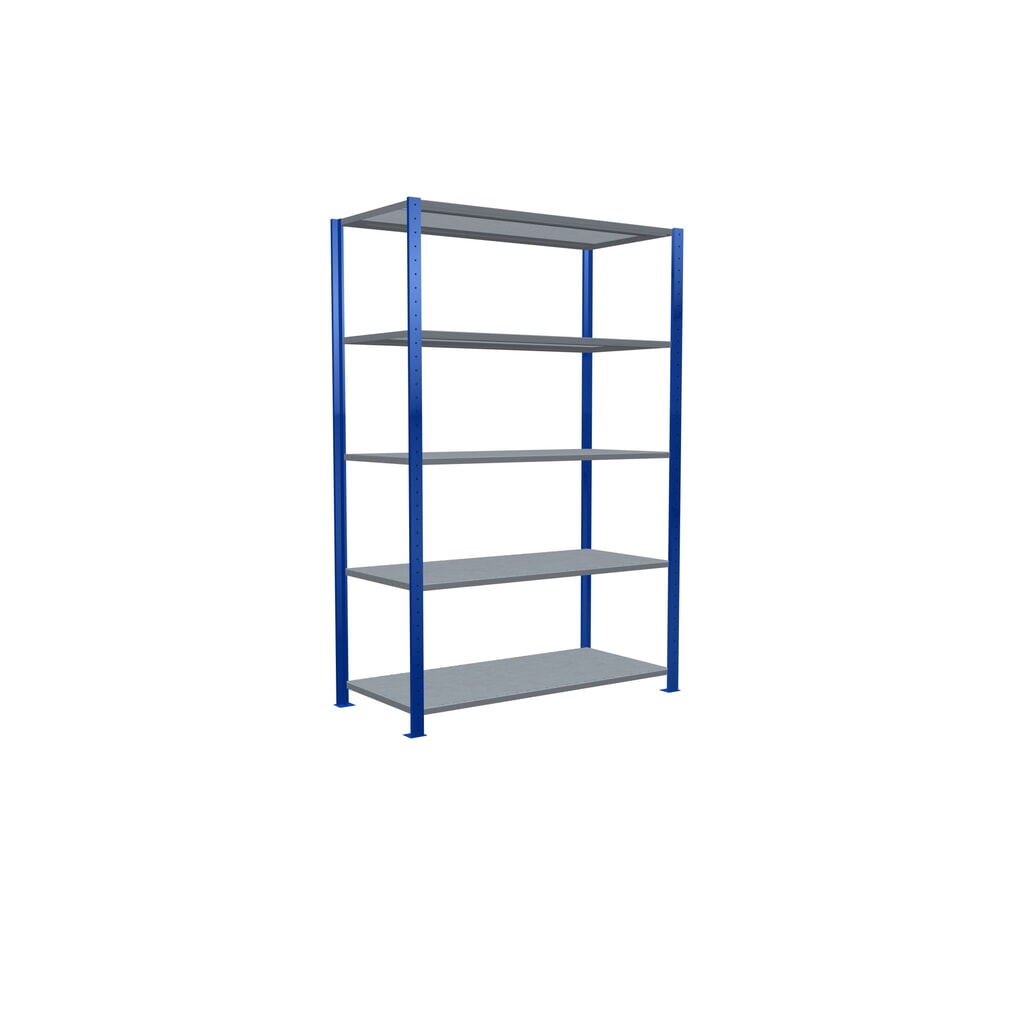 SCHULTE Fachbodenregal enzianblau/verzinkt mit 5 Stahlblechböden, Fachlast 150 kg, HxBxT 2.000 x 1.360 x 636 mm Produktabbildung Nr. 2: SCHULTE Fachbodenregal enzianblau/verzinkt mit 5 Stahlblechböden, Fachlast 150 kg, HxBxT 2.000 x 1.360 x 636 mm