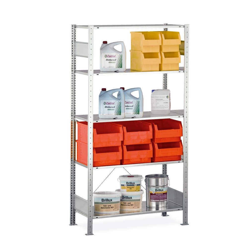Produktabbildung: SCHULTE Fachbodenregal enzianblau/verzinkt mit 6 Stahlblechböden, Fachlast 150 kg, HxBxT 2.000 x 1.060 x 636 mm