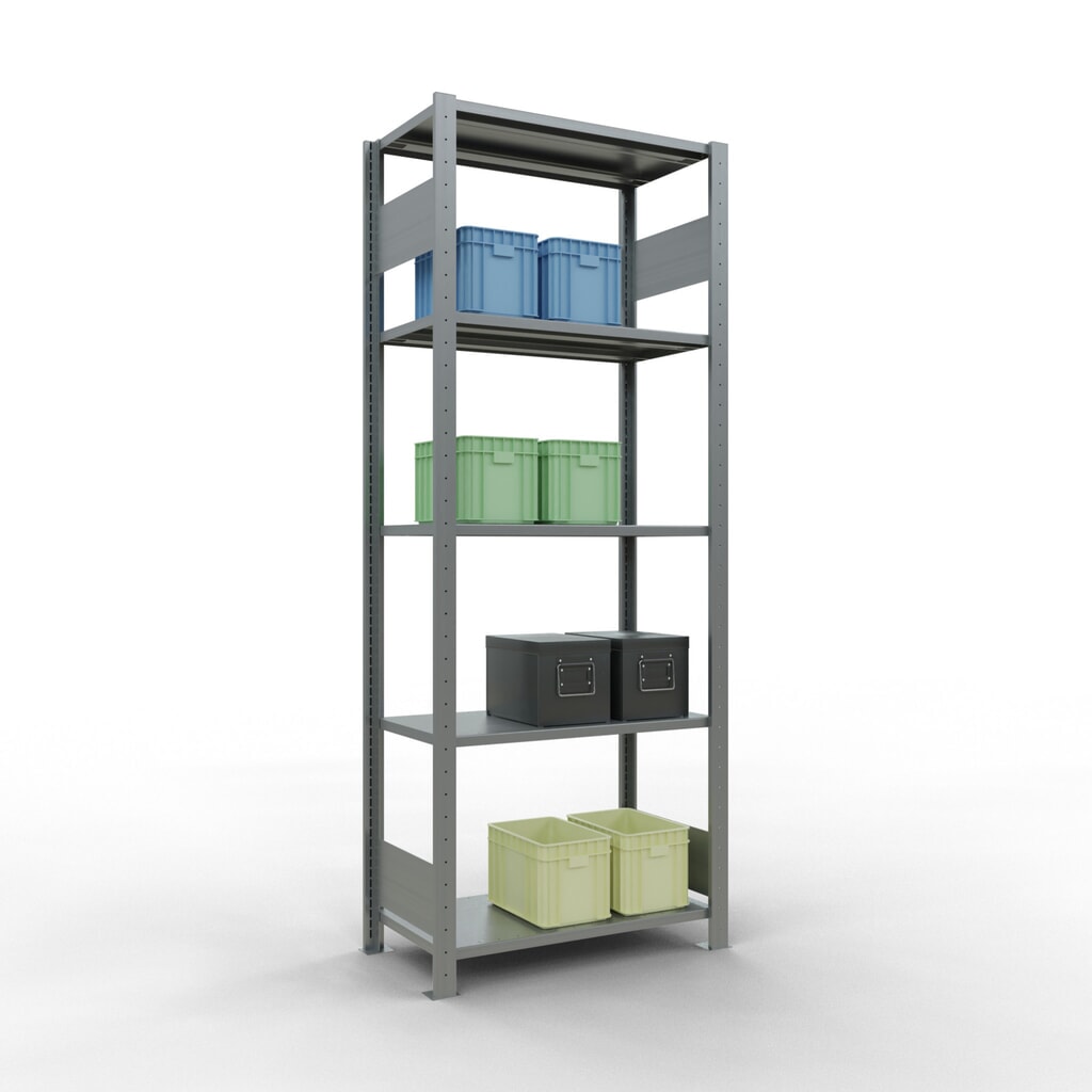SCHULTE Fachbodenregal verzinkt mit 5 Stahlblechböden, Fachlast 150 kg, HxBxT 2.000 x 810 x 436 mm Produktabbildung Nr. 2: SCHULTE Fachbodenregal verzinkt mit 5 Stahlblechböden, Fachlast 150 kg, HxBxT 2.000 x 810 x 436 mm