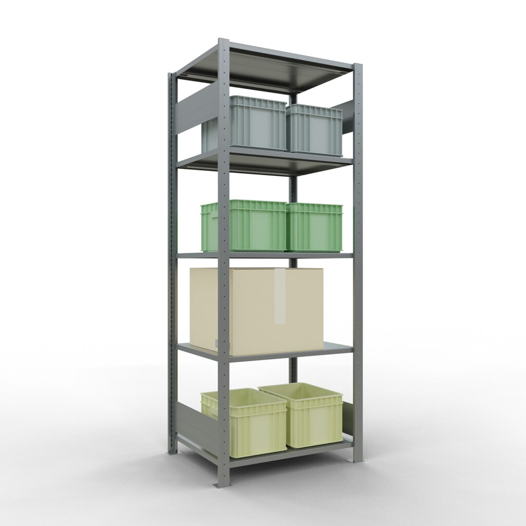 SCHULTE Fachbodenregal verzinkt mit 5 Stahlblechböden, Fachlast 150 kg, HxBxT 2.000 x 810 x 636 mm Produktabbildung Nr. 2: SCHULTE Fachbodenregal verzinkt mit 5 Stahlblechböden, Fachlast 150 kg, HxBxT 2.000 x 810 x 636 mm