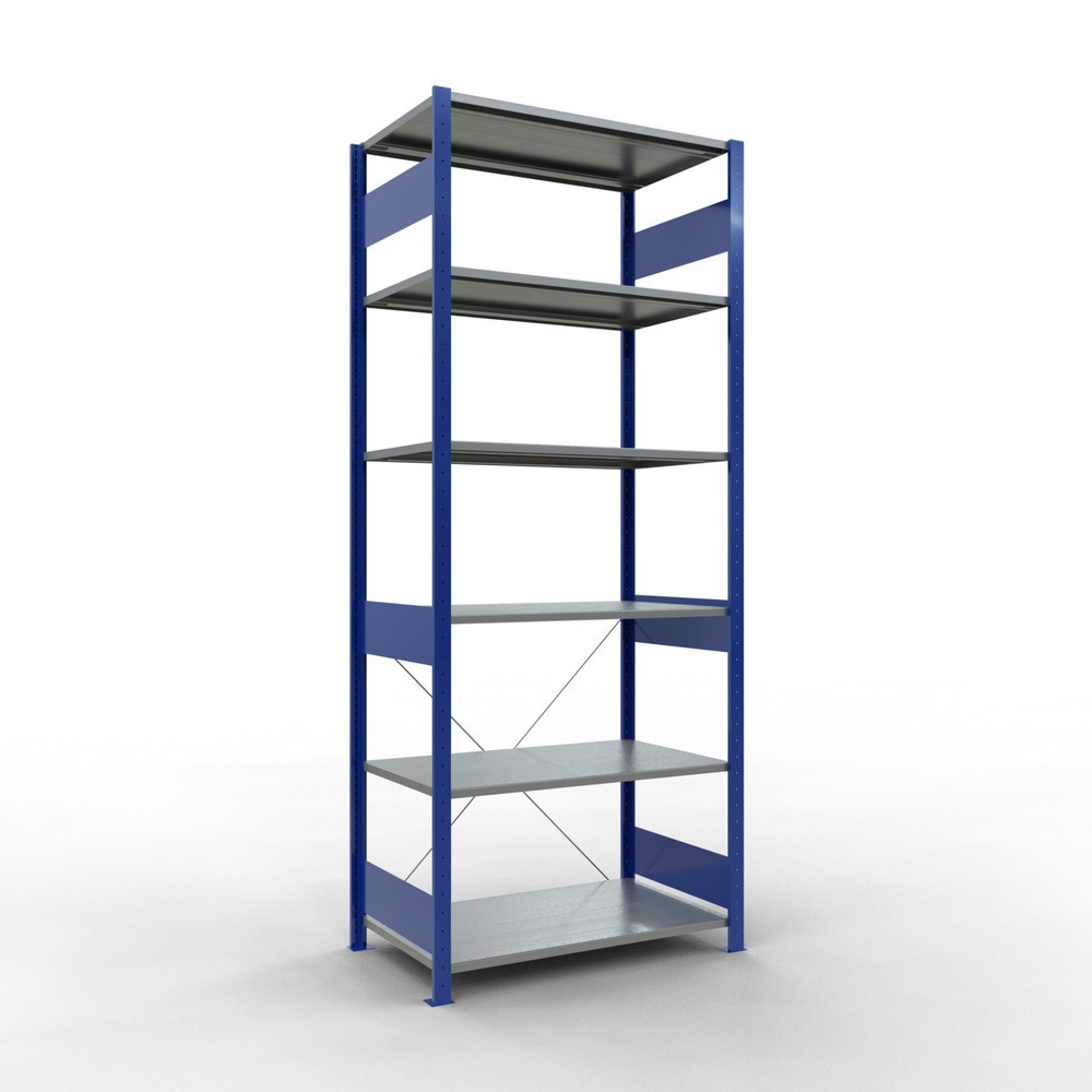 Produktabbildung: SCHULTE Fachbodenregal enzianblau/verzinkt, Fachlast 150 kg, HxBxT 2.500 x 1.060 x 636 mm