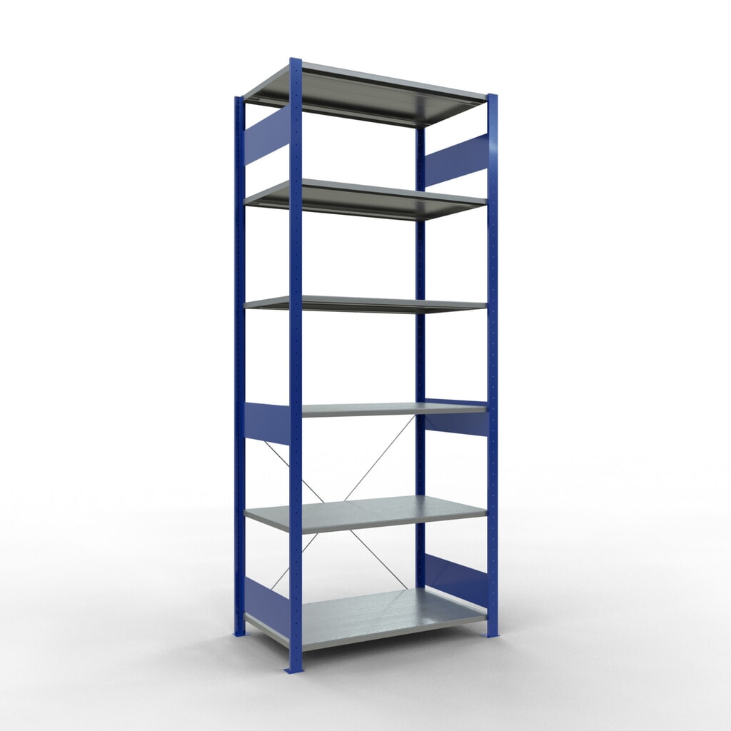 Produktabbildung: SCHULTE Fachbodenregal enzianblau/verzinkt, Fachlast 150 kg, HxBxT 2.500 x 1.060 x 636 mm