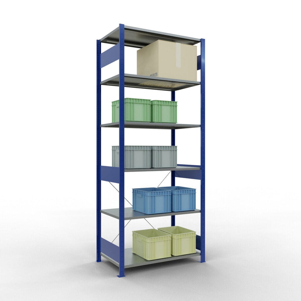 SCHULTE Fachbodenregal enzianblau/verzinkt, Fachlast 150 kg, HxBxT 2.500 x 1.060 x 636 mm Produktabbildung Nr. 4: SCHULTE Fachbodenregal enzianblau/verzinkt, Fachlast 150 kg, HxBxT 2.500 x 1.060 x 636 mm