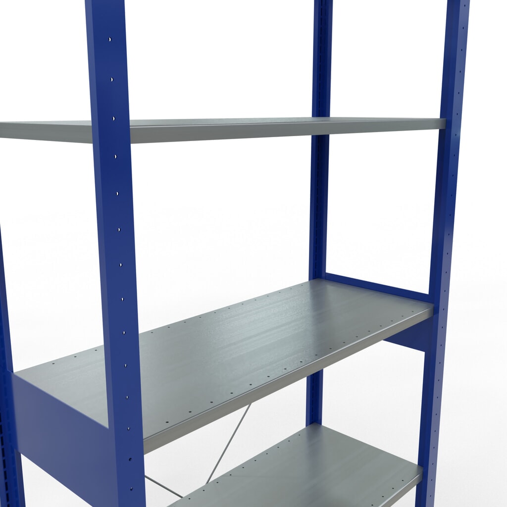 SCHULTE Fachbodenregal enzianblau/verzinkt, Fachlast 150 kg, HxBxT 2.500 x 1.060 x 436 mm Produktabbildung Nr. 2: SCHULTE Fachbodenregal enzianblau/verzinkt, Fachlast 150 kg, HxBxT 2.500 x 1.060 x 436 mm