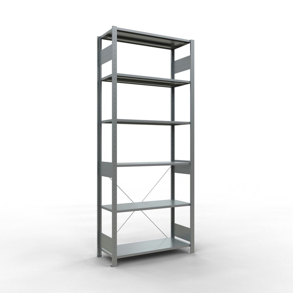 SCHULTE Fachbodenregal verzinkt, Fachlast 150 kg, HxBxT 2.500 x 1.060 x 436 mm Produktabbildung: SCHULTE Fachbodenregal verzinkt, Fachlast 150 kg, HxBxT 2.500 x 1.060 x 436 mm