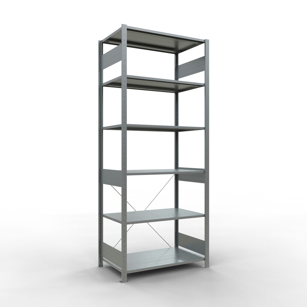 SCHULTE Fachbodenregal verzinkt, Fachlast 150 kg, HxBxT 2.500 x 1.060 x 636 mm Produktabbildung: SCHULTE Fachbodenregal verzinkt, Fachlast 150 kg, HxBxT 2.500 x 1.060 x 636 mm