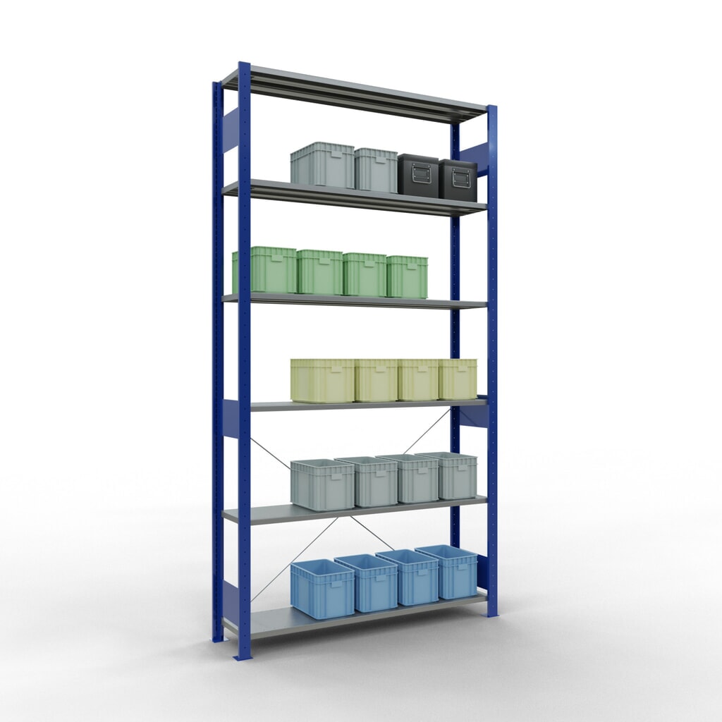 Produktabbildung Nr. 4: SCHULTE Fachbodenregal enzianblau/verzinkt, Fachlast 150 kg, HxBxT 2.500 x 1.360 x 336 mm
