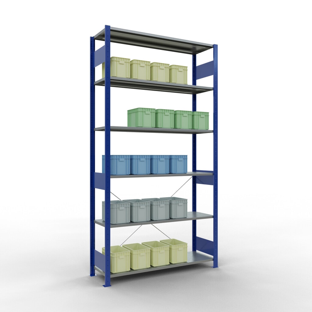 Produktabbildung Nr. 3: SCHULTE Fachbodenregal enzianblau/verzinkt, Fachlast 150 kg, HxBxT 2.500 x 1.360 x 436 mm