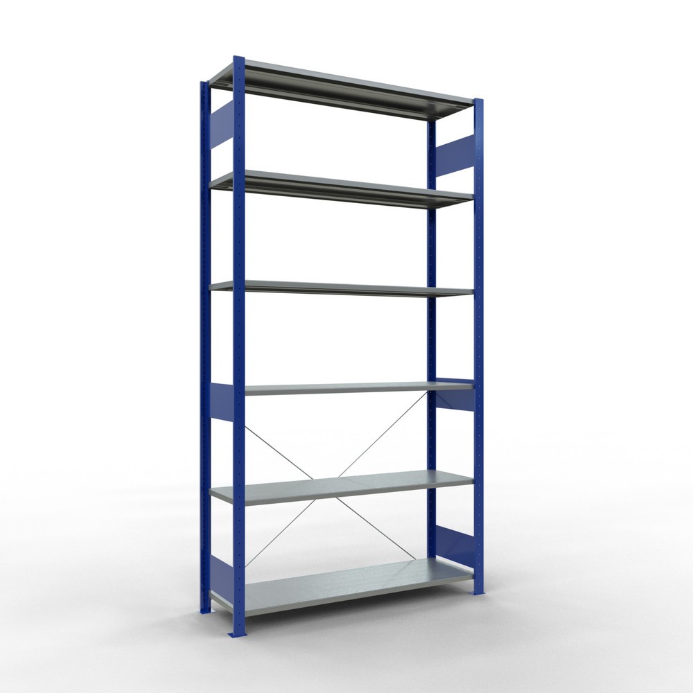 Produktabbildung: SCHULTE Fachbodenregal enzianblau/verzinkt, Fachlast 150 kg, HxBxT 2.500 x 1.360 x 436 mm
