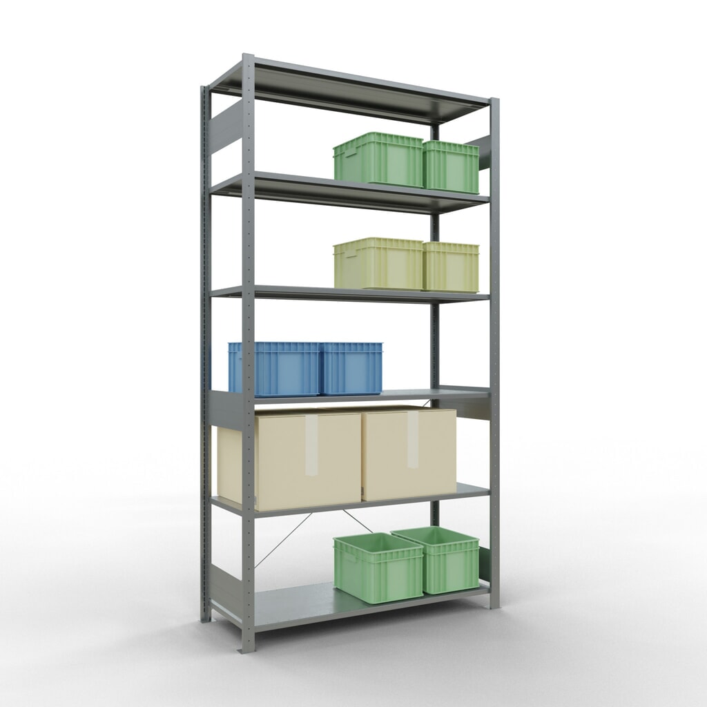 SCHULTE Fachbodenregal verzinkt, Fachlast 150 kg, HxBxT 2.500 x 1.360 x 536 mm Produktabbildung Nr. 3: SCHULTE Fachbodenregal verzinkt, Fachlast 150 kg, HxBxT 2.500 x 1.360 x 536 mm