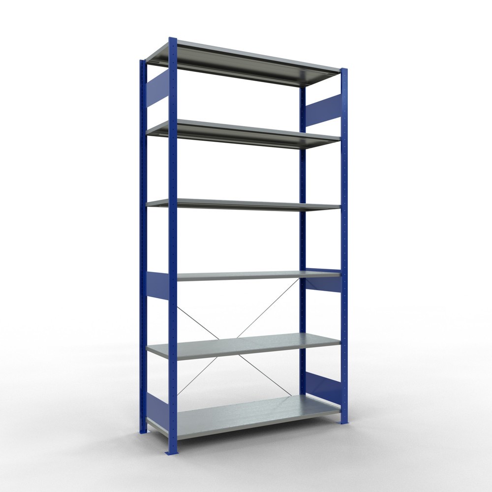 Produktabbildung: SCHULTE Fachbodenregal enzianblau/verzinkt, Fachlast 150 kg, HxBxT 2.500 x 1.360 x 536 mm