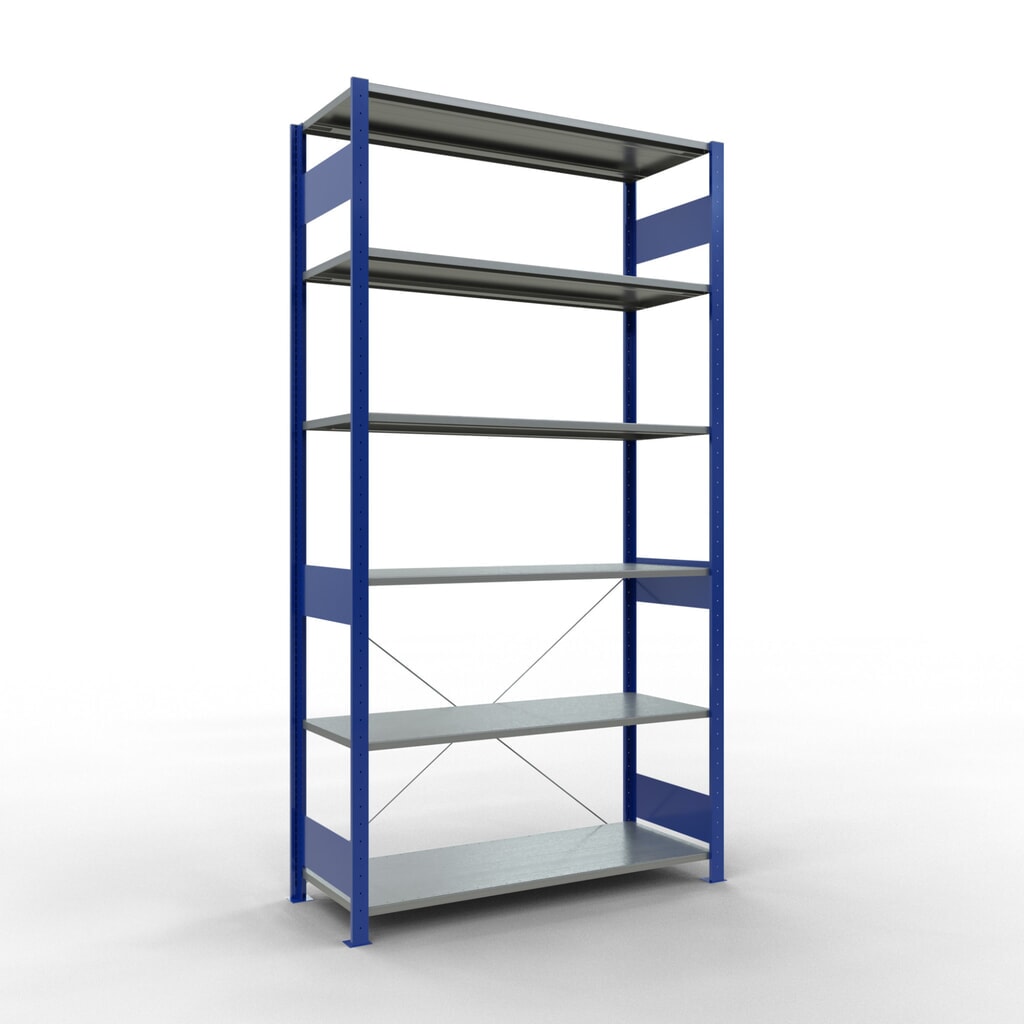 Produktabbildung: SCHULTE Fachbodenregal enzianblau/verzinkt, Fachlast 150 kg, HxBxT 2.500 x 1.360 x 536 mm