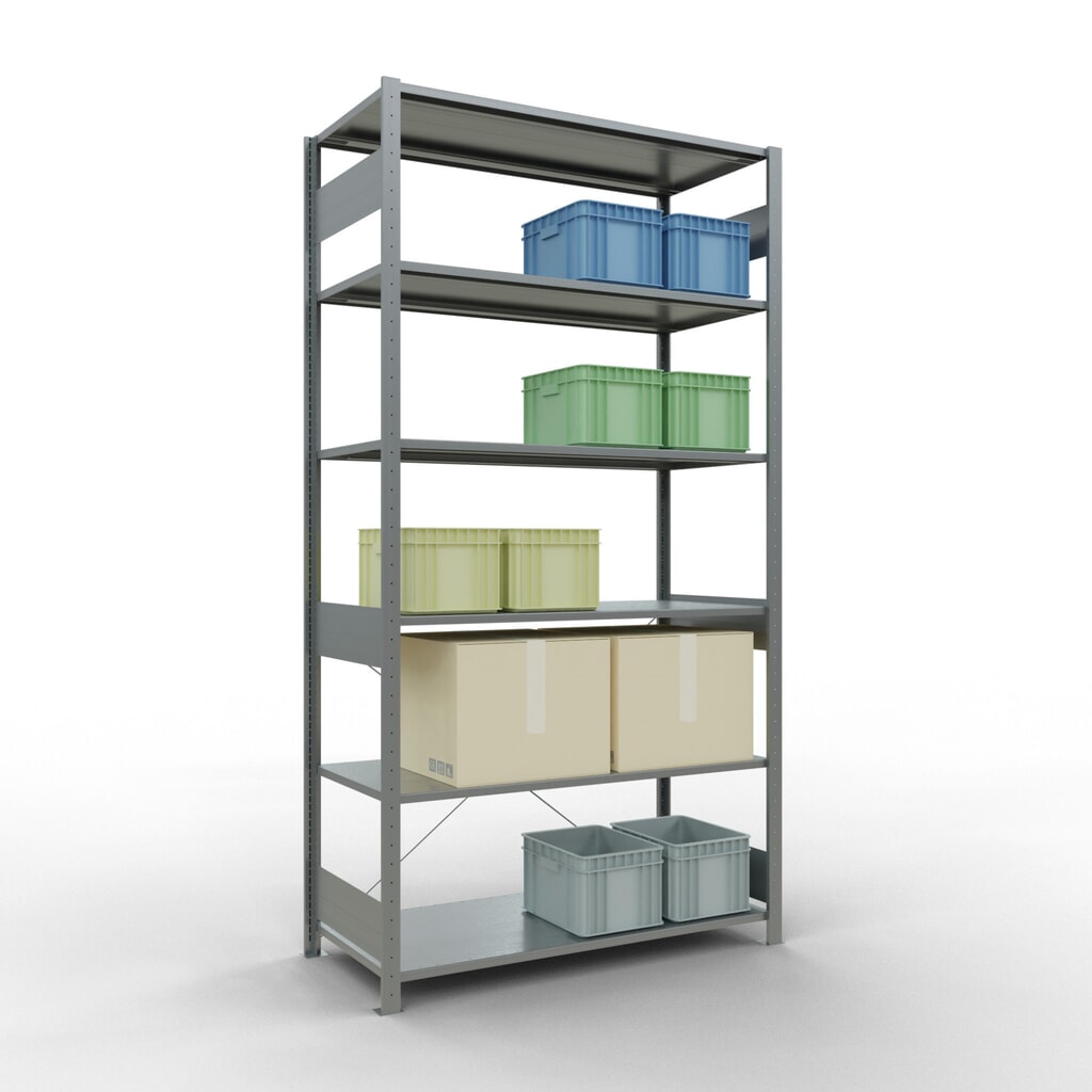 SCHULTE Fachbodenregal verzinkt, Fachlast 150 kg, HxBxT 2.500 x 1.360 x 636 mm Produktabbildung Nr. 3: SCHULTE Fachbodenregal verzinkt, Fachlast 150 kg, HxBxT 2.500 x 1.360 x 636 mm