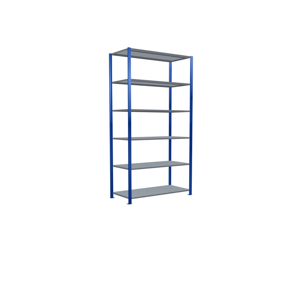 SCHULTE Fachbodenregal enzianblau/verzinkt, Fachlast 150 kg, HxBxT 2.500 x 1.360 x 636 mm Produktabbildung Nr. 2: SCHULTE Fachbodenregal enzianblau/verzinkt, Fachlast 150 kg, HxBxT 2.500 x 1.360 x 636 mm