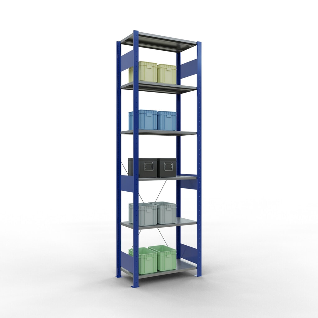 SCHULTE Fachbodenregal enzianblau/verzinkt, Fachlast 150 kg, HxBxT 2.500 x 810 x 436 mm Produktabbildung Nr. 3: SCHULTE Fachbodenregal enzianblau/verzinkt, Fachlast 150 kg, HxBxT 2.500 x 810 x 436 mm