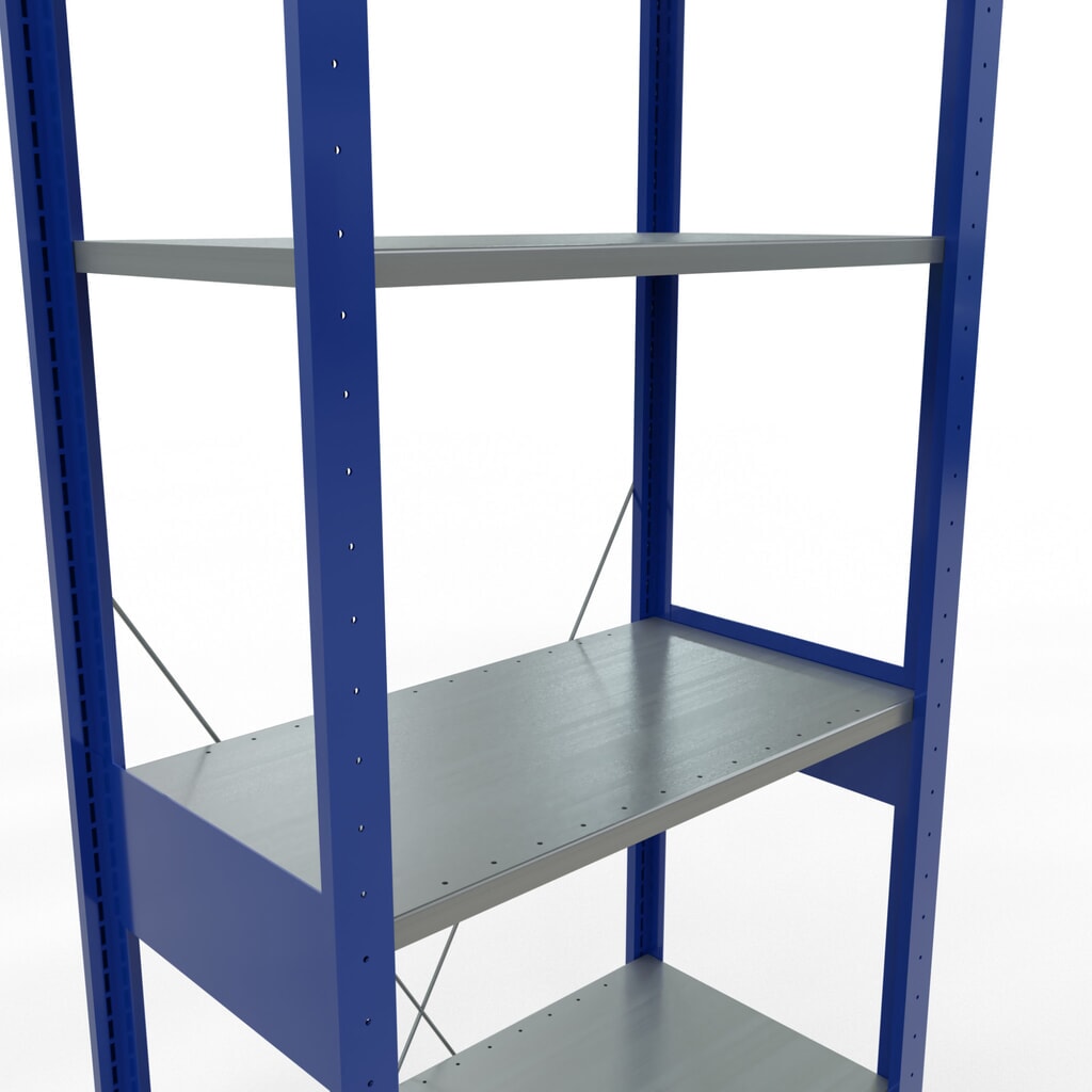 SCHULTE Fachbodenregal enzianblau/verzinkt, Fachlast 150 kg, HxBxT 2.500 x 810 x 436 mm Produktabbildung Nr. 5: SCHULTE Fachbodenregal enzianblau/verzinkt, Fachlast 150 kg, HxBxT 2.500 x 810 x 436 mm