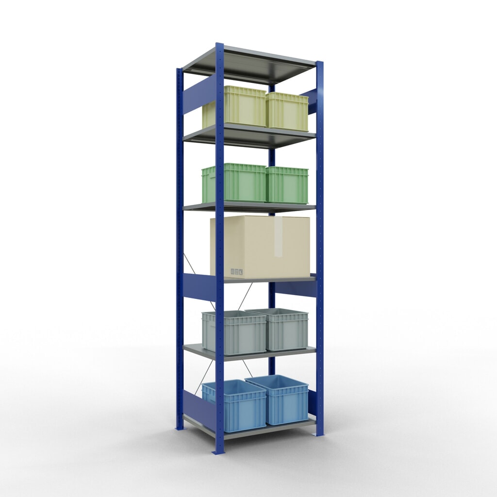 SCHULTE Fachbodenregal enzianblau/verzinkt, Fachlast 150 kg, HxBxT 2.500 x 810 x 636 mm Produktabbildung Nr. 3: SCHULTE Fachbodenregal enzianblau/verzinkt, Fachlast 150 kg, HxBxT 2.500 x 810 x 636 mm