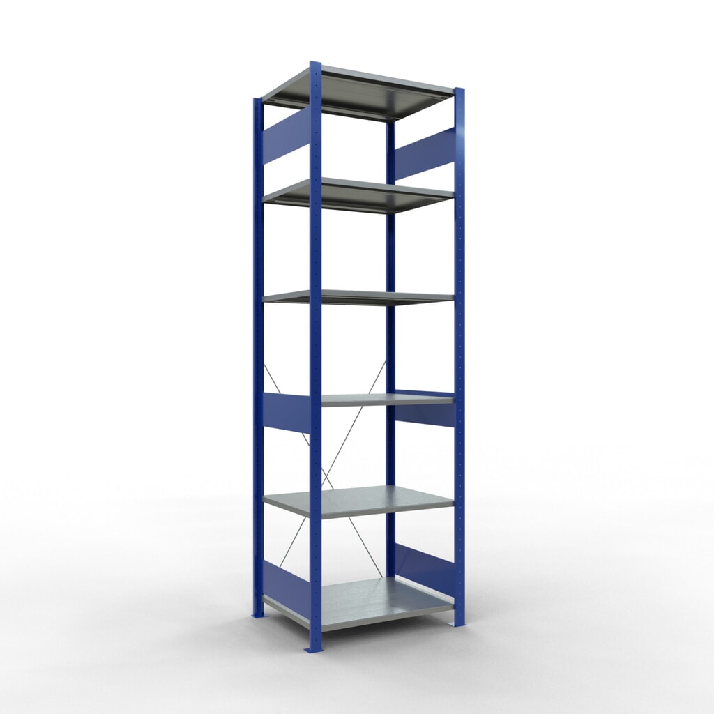 Produktabbildung: SCHULTE Fachbodenregal enzianblau/verzinkt, Fachlast 150 kg, HxBxT 2.500 x 810 x 636 mm