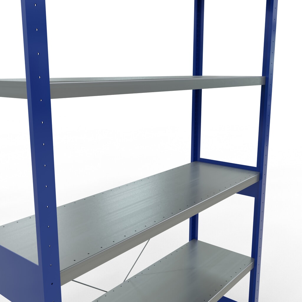 SCHULTE Fachbodenregal, enzianblau/verzinkt, Fachlast 250 kg, HxBxT 2.500 x 1.360 x 436 mm Produktabbildung Nr. 5: SCHULTE Fachbodenregal, enzianblau/verzinkt, Fachlast 250 kg, HxBxT 2.500 x 1.360 x 436 mm