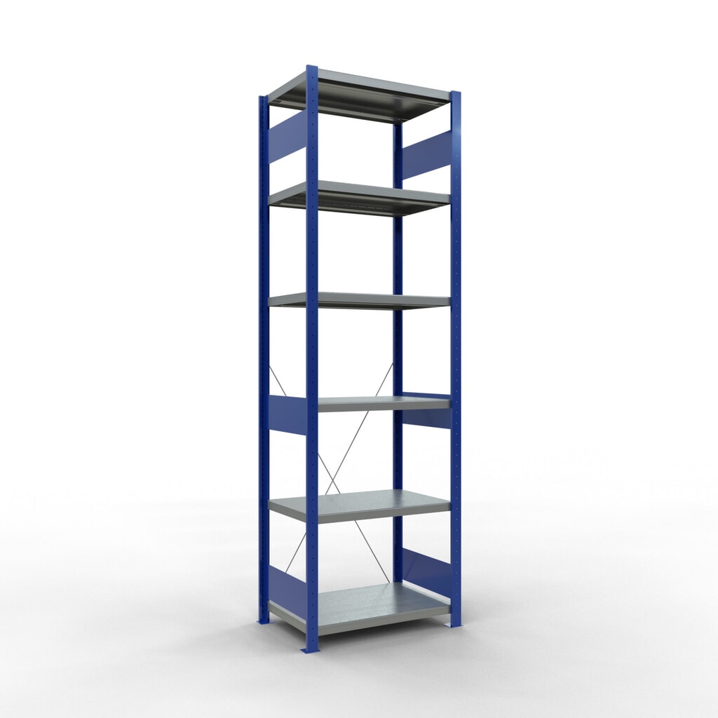Produktabbildung: SCHULTE Fachbodenregal, enzianblau/verzinkt, Fachlast 250 kg, HxBxT 2.500 x 810 x 536 mm