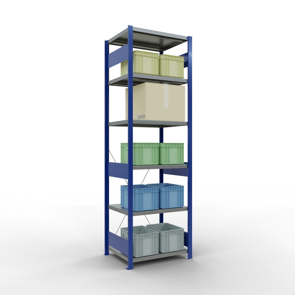 SCHULTE Fachbodenregal, enzianblau/verzinkt, Fachlast 250 kg, HxBxT 2.500 x 810 x 636 mm Produktabbildung Nr. 3: SCHULTE Fachbodenregal, enzianblau/verzinkt, Fachlast 250 kg, HxBxT 2.500 x 810 x 636 mm