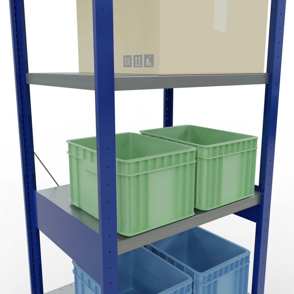 SCHULTE Fachbodenregal, enzianblau/verzinkt, Fachlast 250 kg, HxBxT 2.500 x 810 x 636 mm Produktabbildung Nr. 4: SCHULTE Fachbodenregal, enzianblau/verzinkt, Fachlast 250 kg, HxBxT 2.500 x 810 x 636 mm