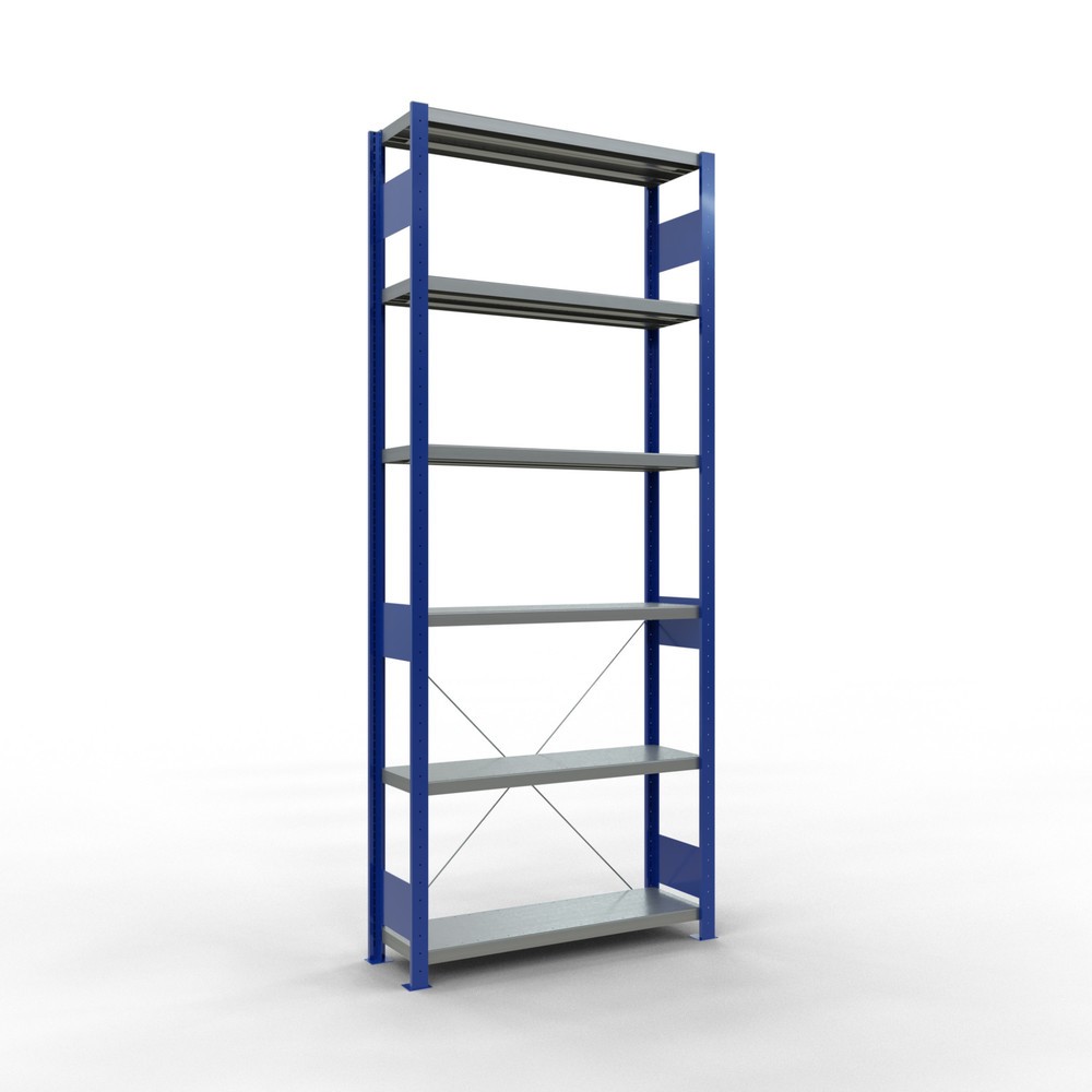 Produktabbildung: SCHULTE Fachbodenregal enzianblau/verzinkt, Fachlast 330 kg, HxBxT 2.500 x 1.060 x 336 mm