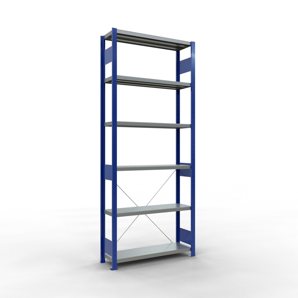 SCHULTE Fachbodenregal enzianblau/verzinkt, Fachlast 330 kg, HxBxT 2.500 x 1.060 x 336 mm Produktabbildung Nr. 1: SCHULTE Fachbodenregal enzianblau/verzinkt, Fachlast 330 kg, HxBxT 2.500 x 1.060 x 336 mm