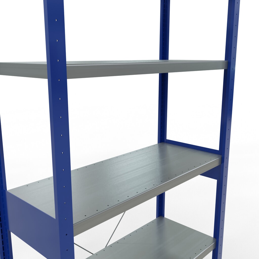 SCHULTE Fachbodenregal enzianblau/verzinkt, Fachlast 330 kg, HxBxT 2.500 x 1.060 x 436 mm Produktabbildung Nr. 5: SCHULTE Fachbodenregal enzianblau/verzinkt, Fachlast 330 kg, HxBxT 2.500 x 1.060 x 436 mm