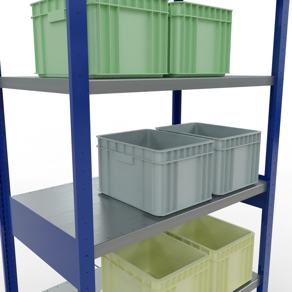 SCHULTE Fachbodenregal enzianblau/verzinkt, Fachlast 330 kg, HxBxT 2.500 x 1.060 x 636 mm Produktabbildung Nr. 4: SCHULTE Fachbodenregal enzianblau/verzinkt, Fachlast 330 kg, HxBxT 2.500 x 1.060 x 636 mm