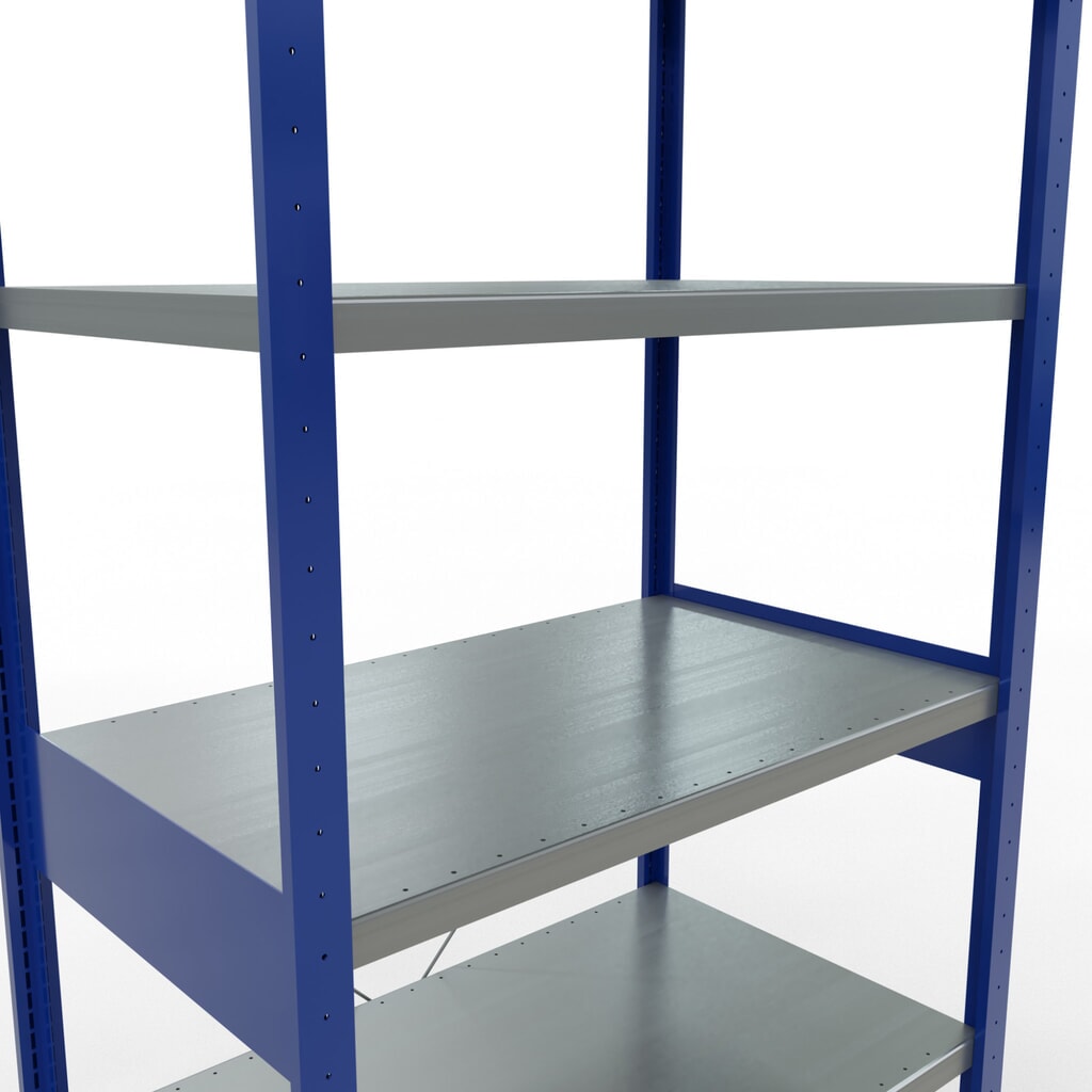 SCHULTE Fachbodenregal enzianblau/verzinkt, Fachlast 330 kg, HxBxT 2.500 x 1.060 x 636 mm Produktabbildung Nr. 5: SCHULTE Fachbodenregal enzianblau/verzinkt, Fachlast 330 kg, HxBxT 2.500 x 1.060 x 636 mm