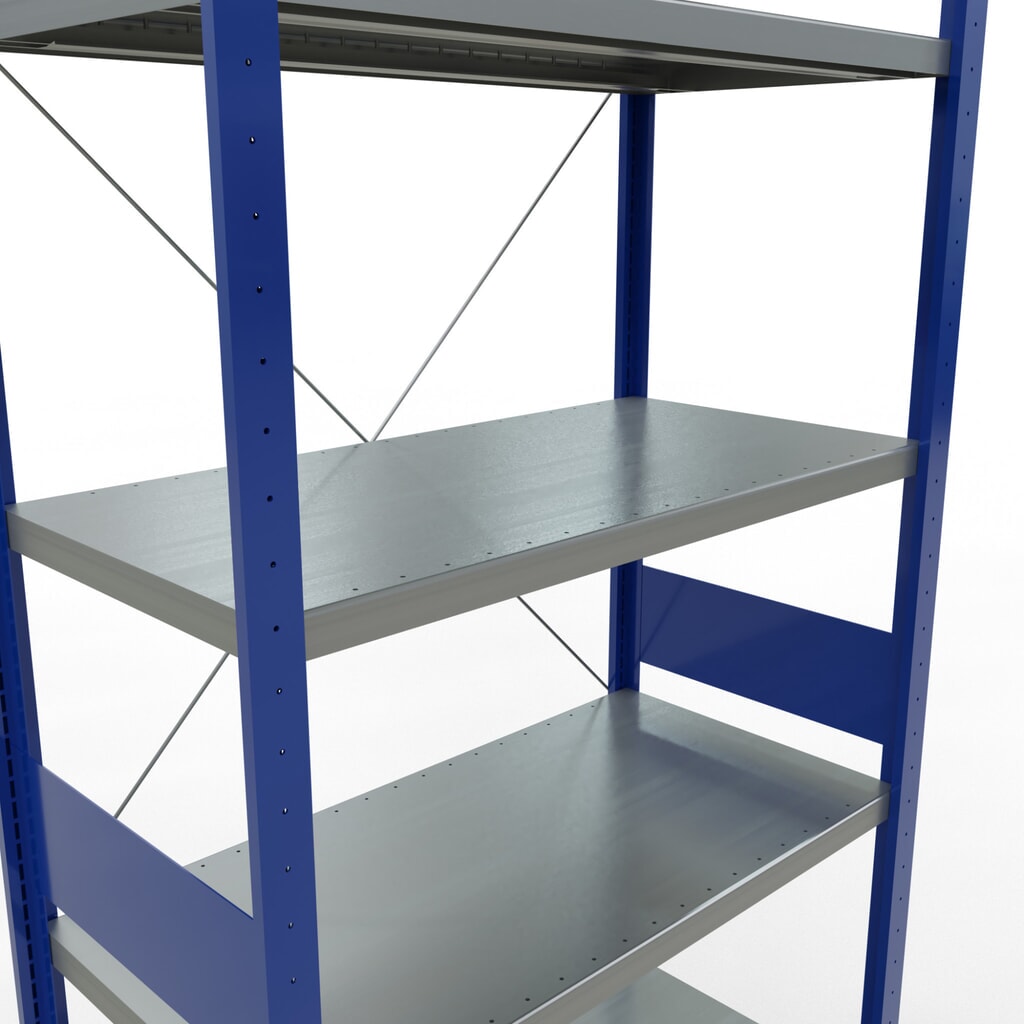 SCHULTE Fachbodenregal enzianblau/verzinkt, Fachlast 330 kg, HxBxT 3.000 x 1.060 x 536 mm Produktabbildung Nr. 5: SCHULTE Fachbodenregal enzianblau/verzinkt, Fachlast 330 kg, HxBxT 3.000 x 1.060 x 536 mm