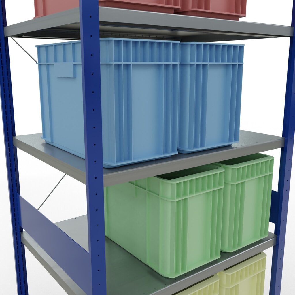 SCHULTE Fachbodenregal enzianblau/verzinkt, Fachlast 330 kg, HxBxT 3.000 x 1.060 x 836 mm Produktabbildung Nr. 4: SCHULTE Fachbodenregal enzianblau/verzinkt, Fachlast 330 kg, HxBxT 3.000 x 1.060 x 836 mm