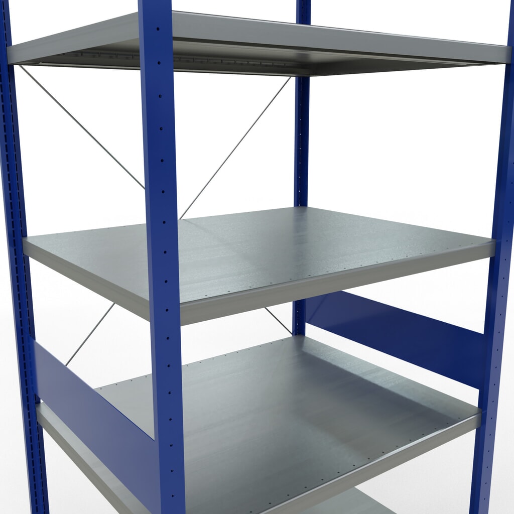 SCHULTE Fachbodenregal enzianblau/verzinkt, Fachlast 330 kg, HxBxT 3.000 x 1.060 x 836 mm Produktabbildung Nr. 5: SCHULTE Fachbodenregal enzianblau/verzinkt, Fachlast 330 kg, HxBxT 3.000 x 1.060 x 836 mm