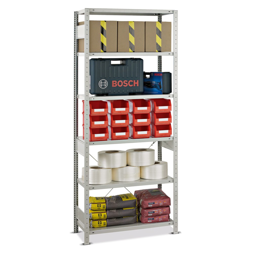 SCHULTE Fachbodenregal, Grundfeld, Fachlast 150 kg, lichtgrau