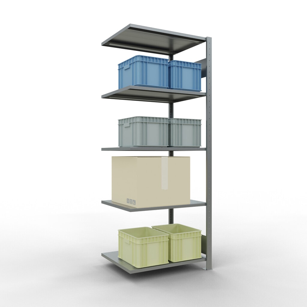 SCHULTE Fachbodenregal Steckmontage, AF, FL 150 kg, verzinkt, HxBxT 2.000 x 750 x 600 mm Produktabbildung Nr. 2: SCHULTE Fachbodenregal Steckmontage, AF, FL 150 kg, verzinkt, HxBxT 2.000 x 750 x 600 mm