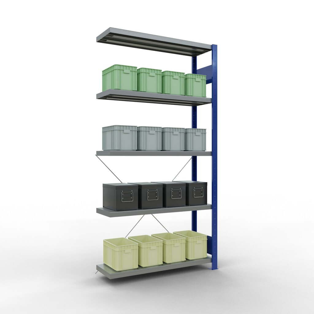 Produktabbildung Nr. 3: SCHULTE Fachbodenregal Steckmontage, AF, FL 330 kg, enzianblau/verzinkt, HxBxT 2.000 x 1.000 x 300 mm