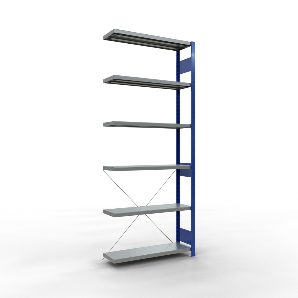 Produktabbildung: SCHULTE Fachbodenregal Steckmontage, AF, FL 330 kg, enzianblau/verzinkt, HxBxT 2.500 x 1.000 x 300 mm