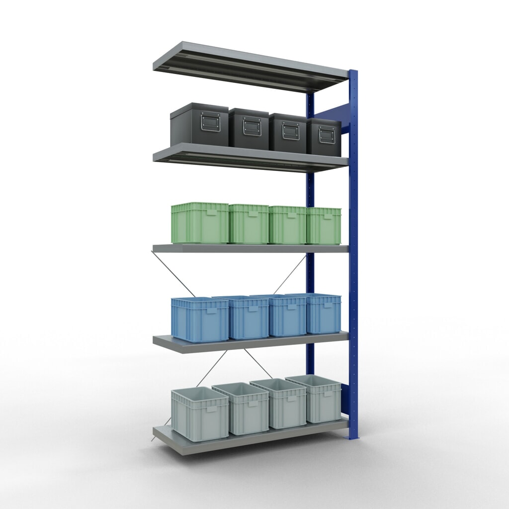 SCHULTE Fachbodenregal Steckmontage, AF, FL 330 kg, enzianblau/verzinkt, HxBxT 2.000 x 1.000 x 400 mm Produktabbildung Nr. 3: SCHULTE Fachbodenregal Steckmontage, AF, FL 330 kg, enzianblau/verzinkt, HxBxT 2.000 x 1.000 x 400 mm