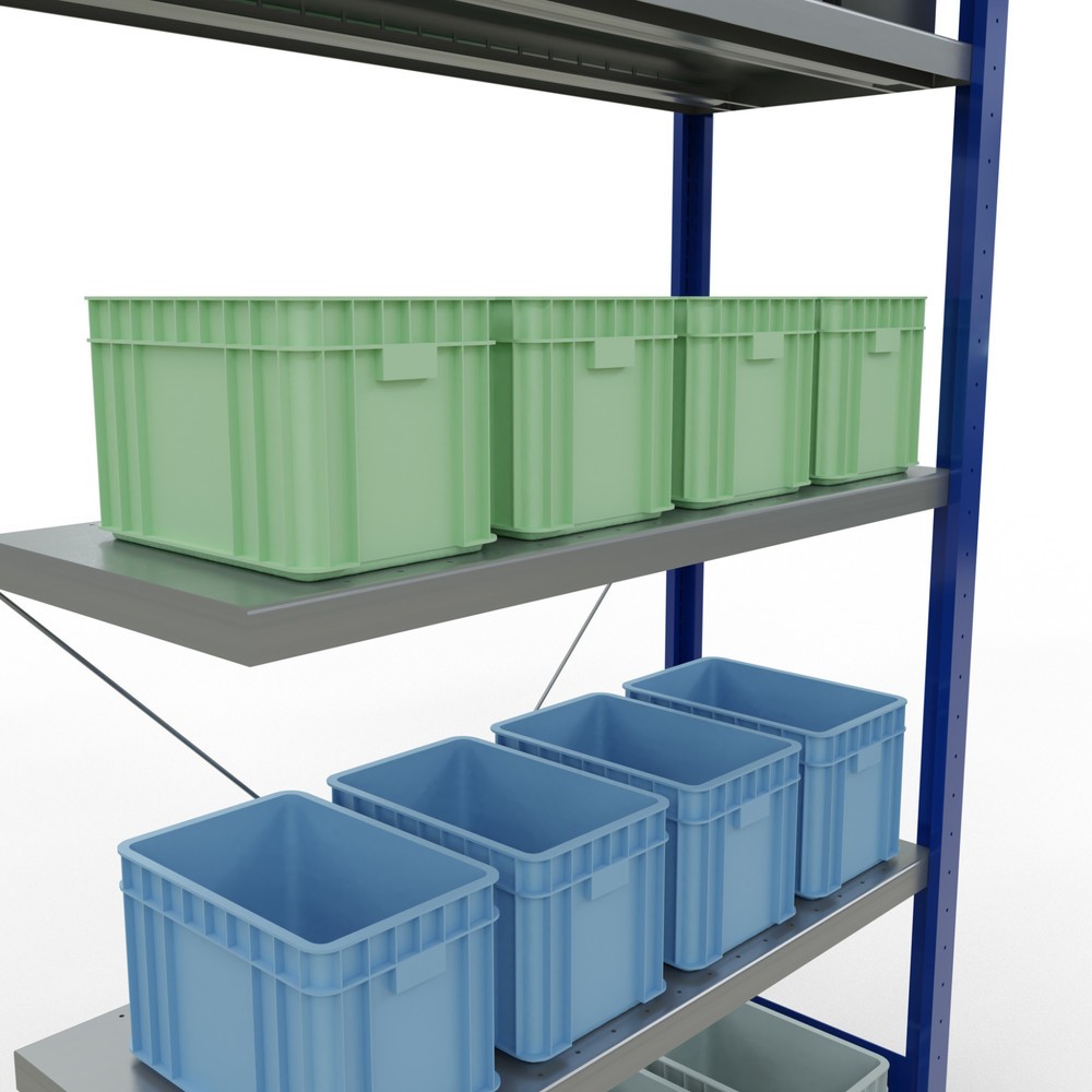 Produktabbildung Nr. 4: SCHULTE Fachbodenregal Steckmontage, AF, FL 330 kg, enzianblau/verzinkt, HxBxT 2.000 x 1.000 x 400 mm