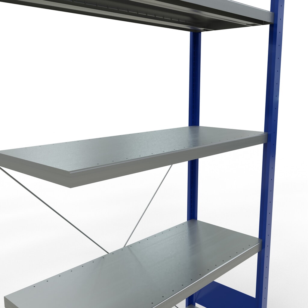 SCHULTE Fachbodenregal Steckmontage, AF, FL 330 kg, enzianblau/verzinkt, HxBxT 2.000 x 1.000 x 400 mm Produktabbildung Nr. 5: SCHULTE Fachbodenregal Steckmontage, AF, FL 330 kg, enzianblau/verzinkt, HxBxT 2.000 x 1.000 x 400 mm
