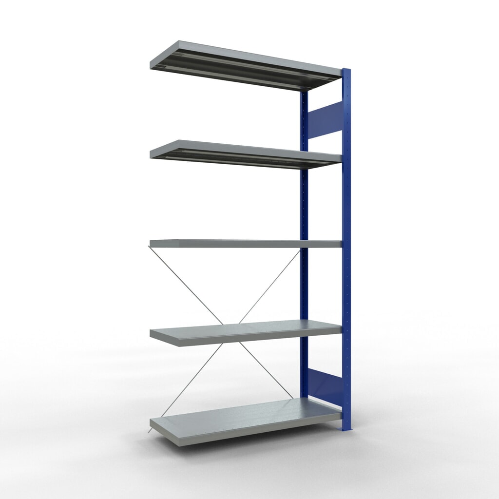 Produktabbildung: SCHULTE Fachbodenregal Steckmontage, AF, FL 330 kg, enzianblau/verzinkt, HxBxT 2.000 x 1.000 x 400 mm