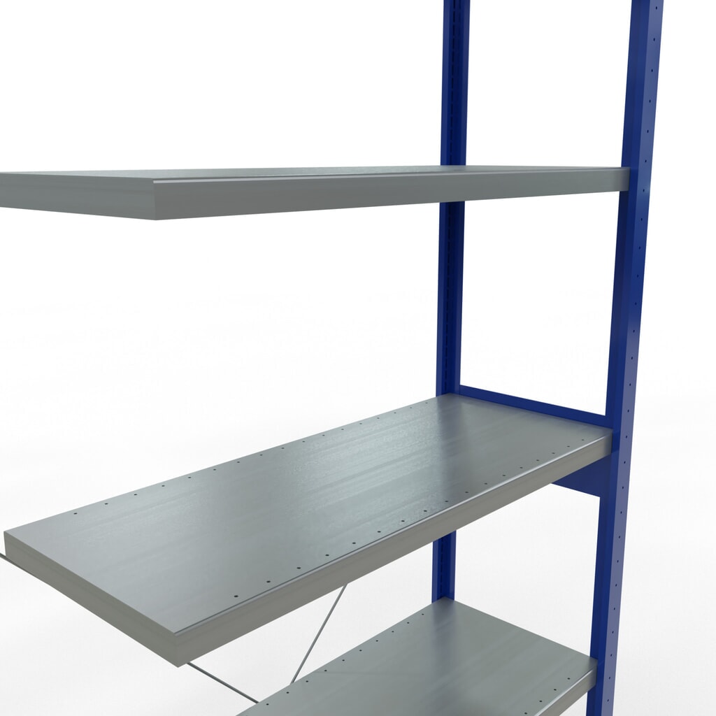 SCHULTE Fachbodenregal Steckmontage, AF, FL 330 kg, enzianblau/verzinkt, HxBxT 2.500 x 1.000 x 400 mm Produktabbildung Nr. 5: SCHULTE Fachbodenregal Steckmontage, AF, FL 330 kg, enzianblau/verzinkt, HxBxT 2.500 x 1.000 x 400 mm
