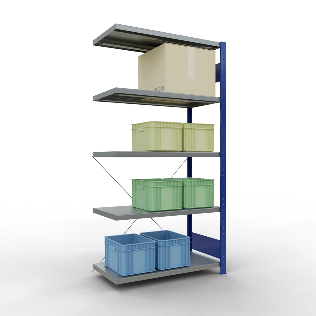 Produktabbildung Nr. 3: SCHULTE Fachbodenregal Steckmontage, AF, FL 330 kg, enzianblau/verzinkt, HxBxT 2.000 x 1.000 x 500 mm