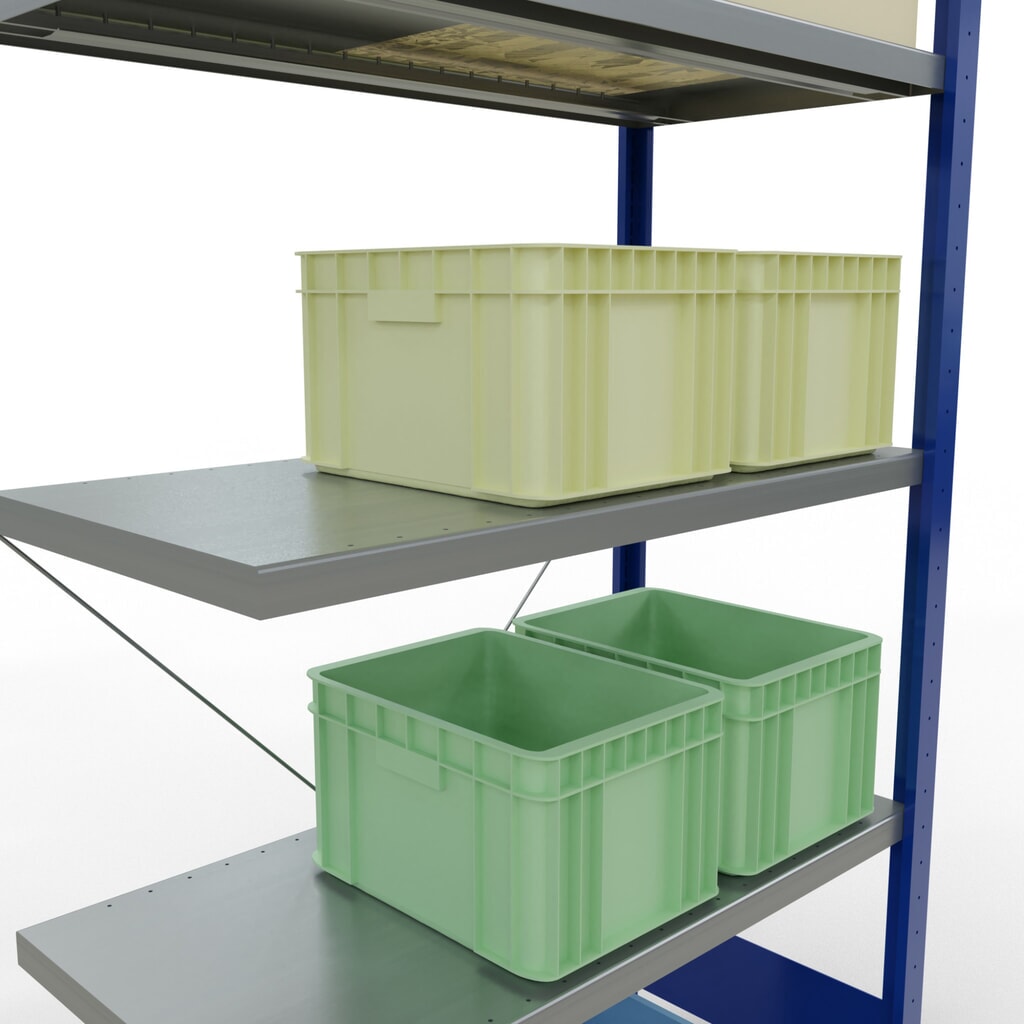SCHULTE Fachbodenregal Steckmontage, AF, FL 330 kg, enzianblau/verzinkt, HxBxT 2.000 x 1.000 x 500 mm Produktabbildung Nr. 4: SCHULTE Fachbodenregal Steckmontage, AF, FL 330 kg, enzianblau/verzinkt, HxBxT 2.000 x 1.000 x 500 mm