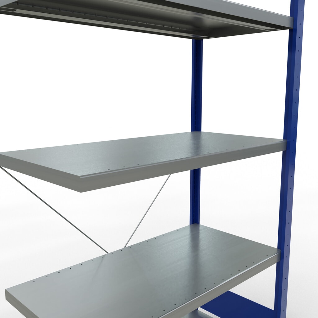 SCHULTE Fachbodenregal Steckmontage, AF, FL 330 kg, enzianblau/verzinkt, HxBxT 2.000 x 1.000 x 500 mm Produktabbildung Nr. 5: SCHULTE Fachbodenregal Steckmontage, AF, FL 330 kg, enzianblau/verzinkt, HxBxT 2.000 x 1.000 x 500 mm