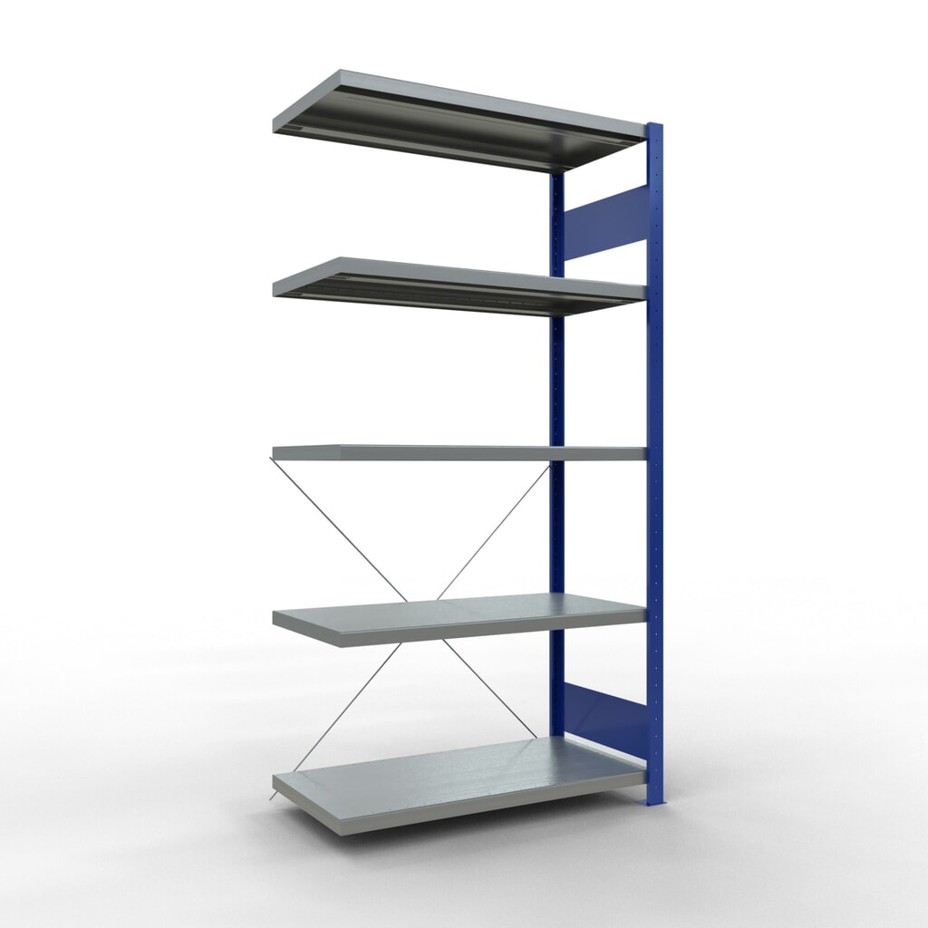 Produktabbildung: SCHULTE Fachbodenregal Steckmontage, AF, FL 330 kg, enzianblau/verzinkt, HxBxT 2.000 x 1.000 x 500 mm