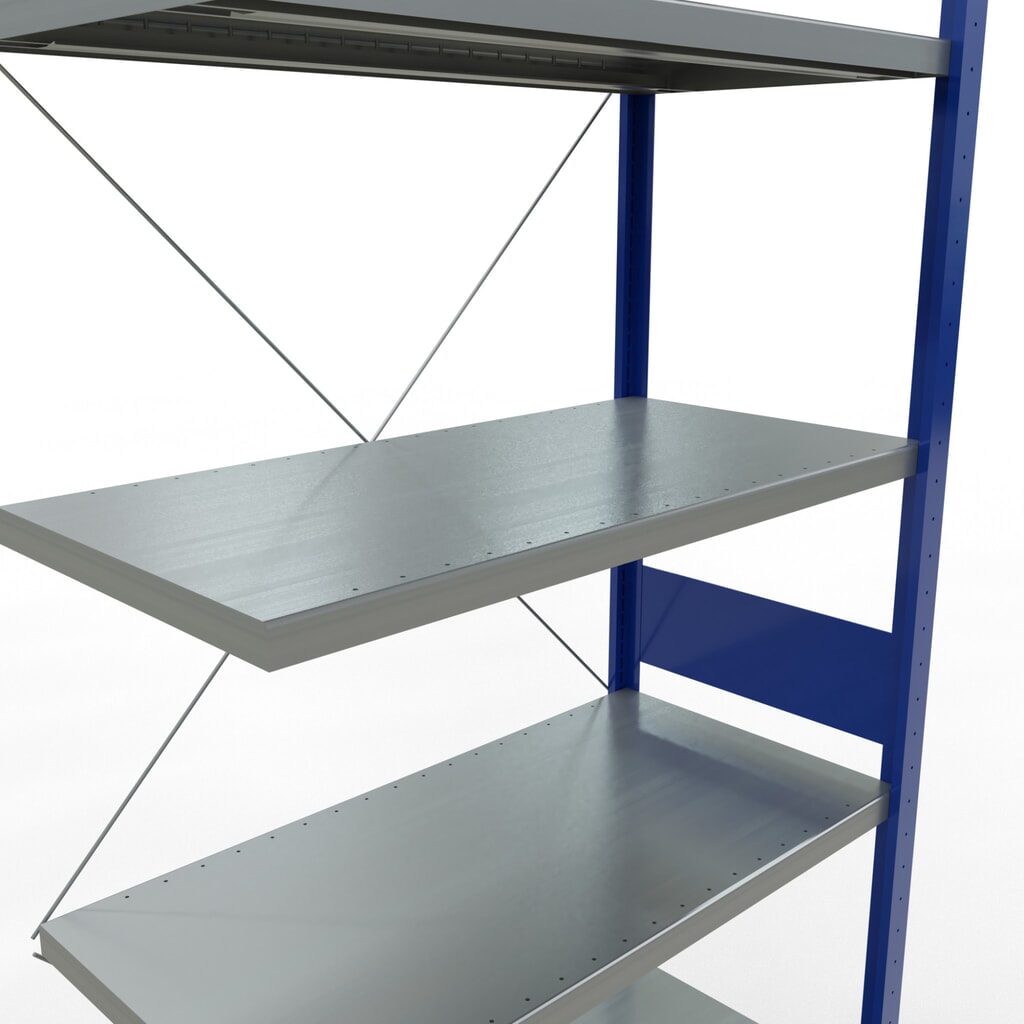 SCHULTE Fachbodenregal Steckmontage, AF, FL 330 kg, enzianblau/verzinkt, HxBxT 3.000 x 1.000 x 500 mm Produktabbildung Nr. 5: SCHULTE Fachbodenregal Steckmontage, AF, FL 330 kg, enzianblau/verzinkt, HxBxT 3.000 x 1.000 x 500 mm