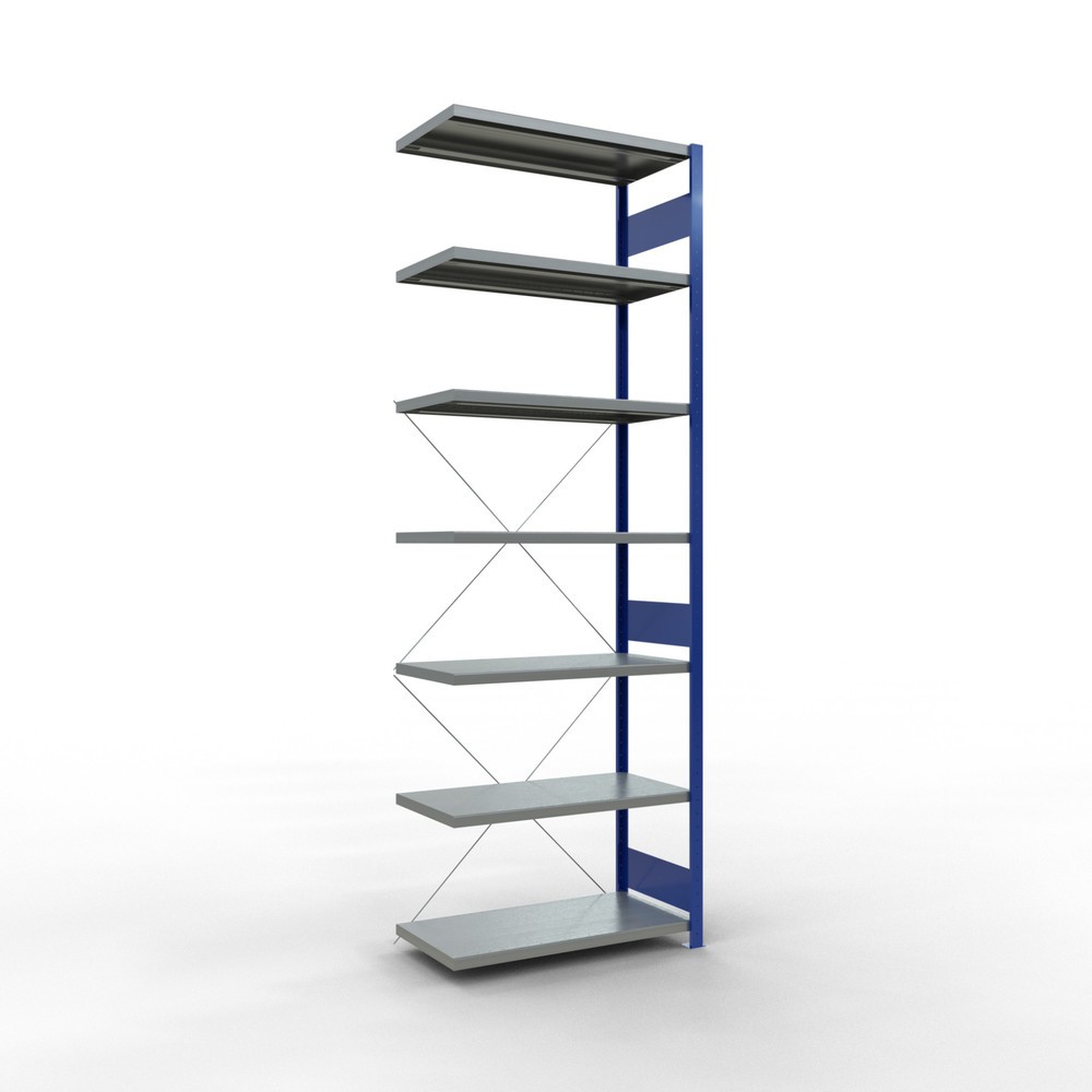 Produktabbildung: SCHULTE Fachbodenregal Steckmontage, AF, FL 330 kg, enzianblau/verzinkt, HxBxT 3.000 x 1.000 x 500 mm