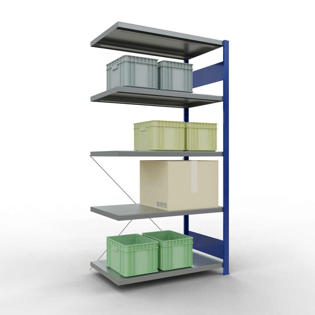 SCHULTE Fachbodenregal Steckmontage, AF, FL 330 kg, enzianblau/verzinkt, HxBxT 2.000 x 1.000 x 600 mm Produktabbildung Nr. 3: SCHULTE Fachbodenregal Steckmontage, AF, FL 330 kg, enzianblau/verzinkt, HxBxT 2.000 x 1.000 x 600 mm